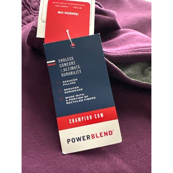 NWT Champion Purple Joggers Powerblend Standard Fit Plum Logo Down Leg Large - Picture 8 of 9